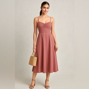 Lulus rose pink blush strappy back midi dress size large NWT